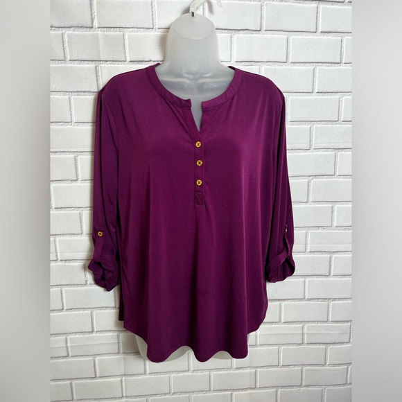 Ellesse Tops - ELLEN TRACY women long sleeve blouse fuchsia /size L